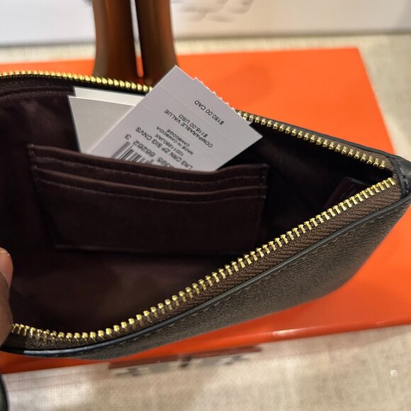 Coach Corner Zip Wristlet in Signature Canvas and Leather - Picture 5 of 6